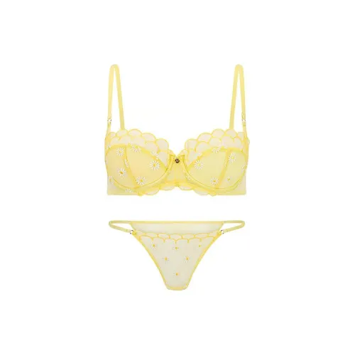 Victoria's Secret Розовый Бюстгальтер Bettie Balconette и Комплект нижнего белья в Желтом цвете Iris Желтый Женские