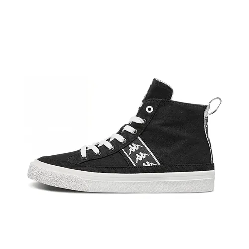 KAPPA BANDA Slip-resistant Abrasion-resistant High Top Skateboard Shoes Unisex Black Кроссовки KAPPA BANDA с высоким верхом устойчивые к скольжению и износу унисекс черные