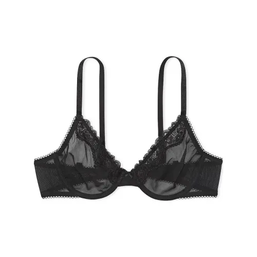 Victoria's Secret 9472 Цветочный Tease Без подкладки Demi Бюстгальтер Черный Бюстгальтер Женские Черный