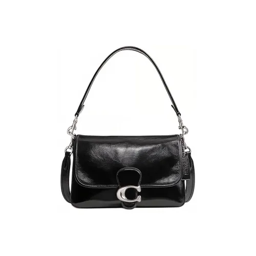 COACH Soft Tabby Коровья кожа Сумка через плечо Сумка на плечо Средняя Женская Черная