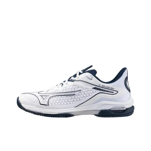 Mizuno Wave Exceed Tour 6 Амортизация Износостойкий Низкий Топ Кроссовки для Тенниса Унисекс Темно-синий Белый
