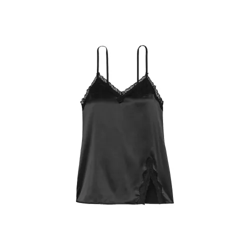 Victoria's Secret Розовый Модал Кружевная отделка Sweetheart Slip Платье Черная Ночная сорочка Женская Черная