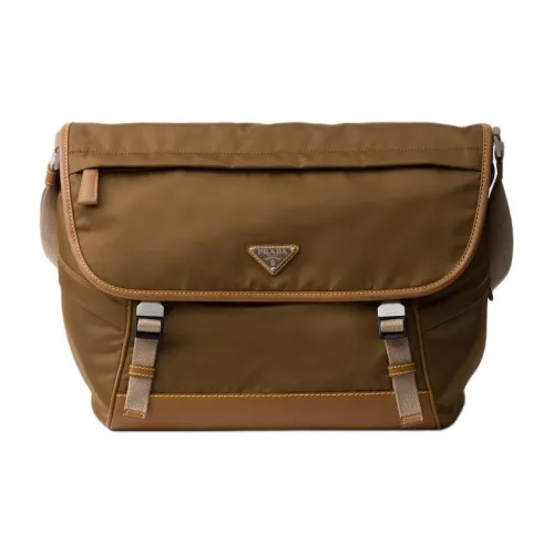 PRADA RE Нейлон Переработанный нейлон С кожаными вставками Сумка через плечо Сумка на плечо Мужская Бежевый