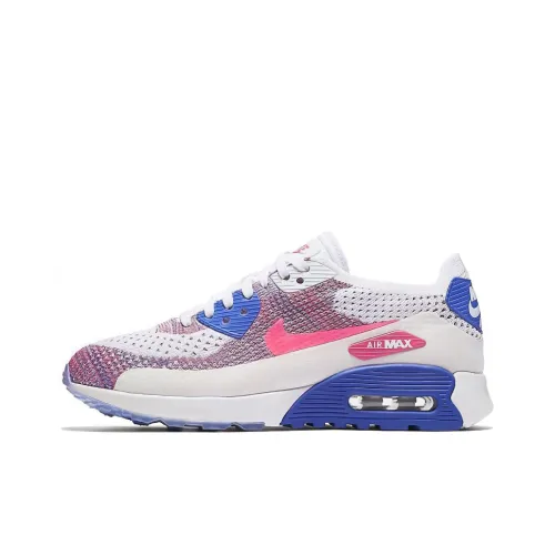 Nike Air Max 90 Ultra 2,0 Flyknit Амортизация Износостойкий Низкий Топ Повседневная Обувь Унисекс Белый Розовый Синий