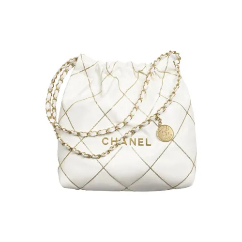 CHANEL 22Bag Гладкая отделка Телячья кожа Тоут Сумка Сумка для покупок Портативная Сумка через плечо Маленькая Сумка через плечо Женская Белая