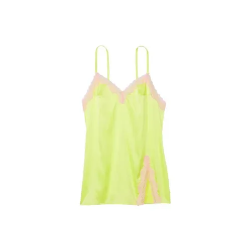 Victoria's Secret Tease Сатин Кружевная отделка Мини Трусы Ночная сорочка Женские Бергамот Желтый