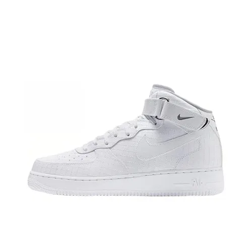 Nike Air Force 1 Амортизация Устойчивый к истиранию Легкий MID Скейтбординг Кроссовки Унисекс Белый