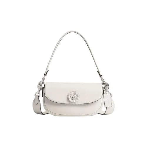 COACH Седло Коровья кожа Седло Сумка Сумка через плечо Сумка через плечо Средняя Женская Розовая Белая