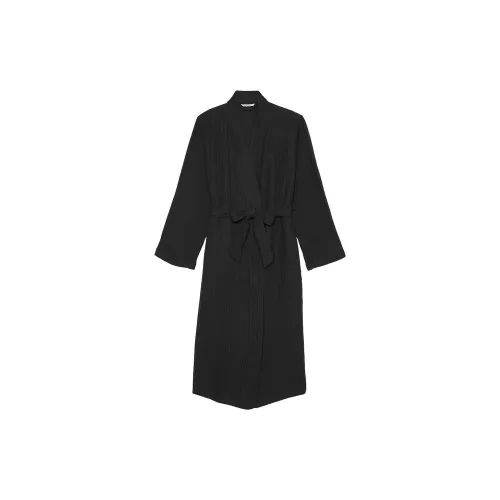Victoria's Secret Розовый Victoria's Secret Хлопок Марля Spa Robe Черный Sleep Robe Женские Черный