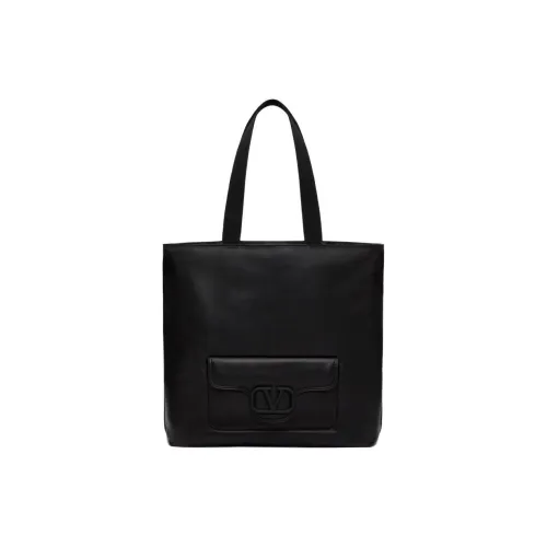 Valentino Lambskin Tote Bag Shopping Bag Shoulder Bag Handbag Men's Black
