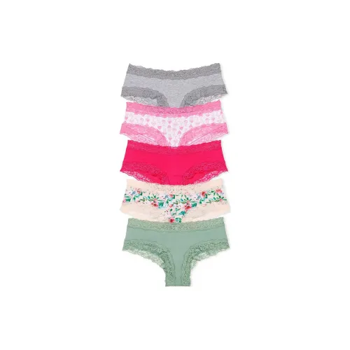 Victoria's Secret Розовый 5 пар Кружево Обхват талии Хлопок Cheeky Panty SM Нижнее белье Женские 5 пар Лето Комбо