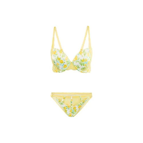Victoria's Secret Розовый Rochelle DemiBra и Panty Set в LUSCIOUS Lemons Нижнее белье Набор Женские DELICIOUS Лимон