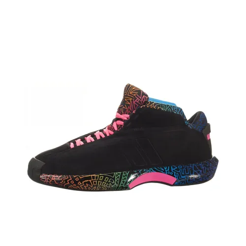 Adidas Crazy 1 Tribal Градиентная амортизация износостойкий MID Верх Винтажные баскетбольные кроссовки Мужские Черный Красный Синий
