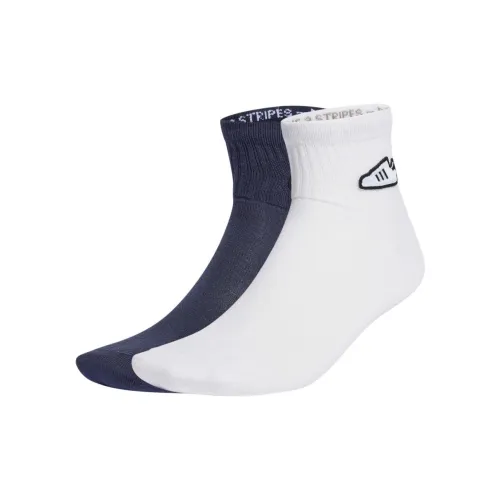 Adidas 2 шт Белый+Темно-синий Унисекс MID Носки до икры
