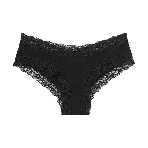 Victoria's Secret Розовый The LACIE Кружево Обхват талии Хлопок Cheeky Panty Черные Трусы Женские 1 Пачка Черный