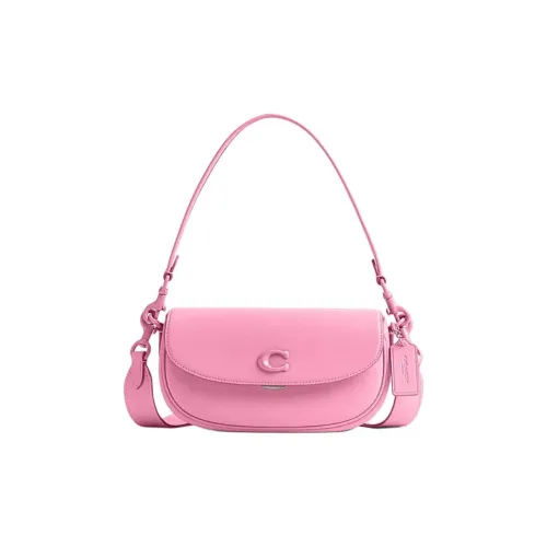 COACH EMMY Корова Кожа Седло Сумка Ручная Сумка Сумка через плечо Сумка на плечо Средняя Женская Свежая Розовая
