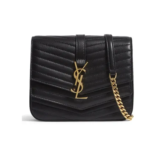 SAINT LAURENT Пэчворк Кожаная Сумка через плечо Маленькая Женская Черная