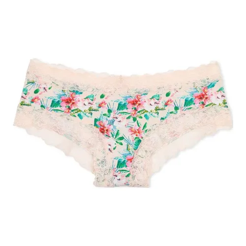 Victoria's Secret Розовый The LACIE Кружево Талия Хлопок Cheeky Panty Vl Нижнее белье Женские 1 Пачка Растение Принт
