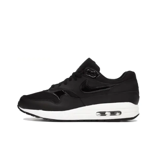 Nike Air Max 1 Амортизация Износостойкие Низкие Кроссовки для Бега Женские Черный Белый
