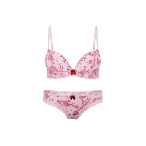 Victoria'S Secret VICTORIA'S Secret Розовый PUSH Вверх Бюстгальтер и Комплект Нижнего Белья в цвете BrilliantBouquet Розовый Набор Женское Розовое