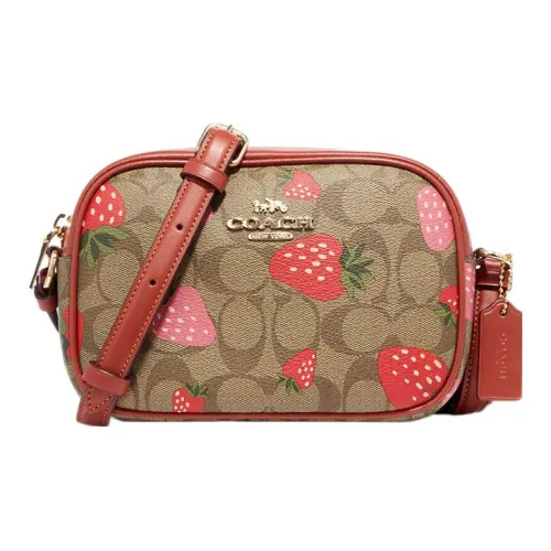 COACH Jamie Холст и Кожа Сумка через плечо Маленькая Женская Коричневая