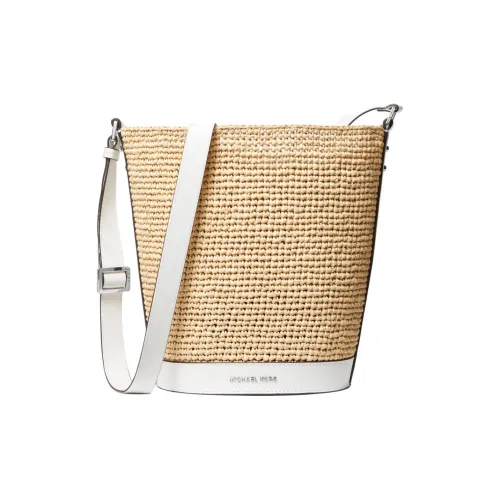 MICHAEL KORS Ткань + Искусственная кожа Солома Сумка через плечо Средняя Женская Натуральный и Белый