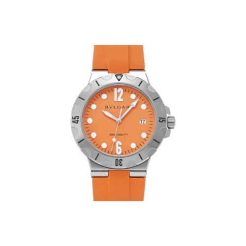 BVLGARI Наручные часы Автоматический Механический Механизм Резиновый Ремешок 41 мм Апельсиновый Циферблат Часы Унисекс DP41C8SVSD