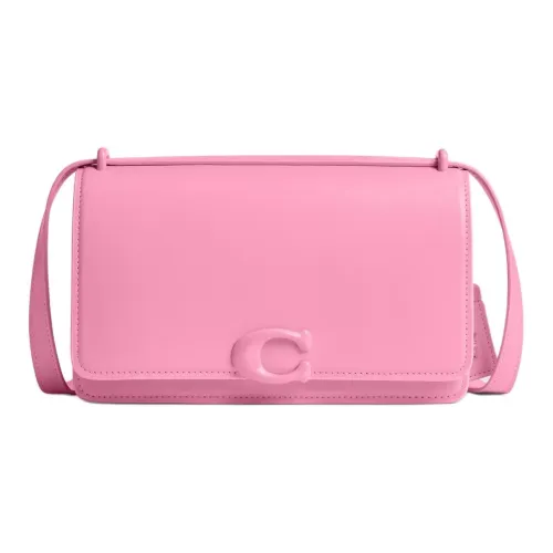 COACH Bandit Утонченный Телячья кожа Сумка через плечо Сумка на плечо Средняя Women's Silver Ярко-розовый