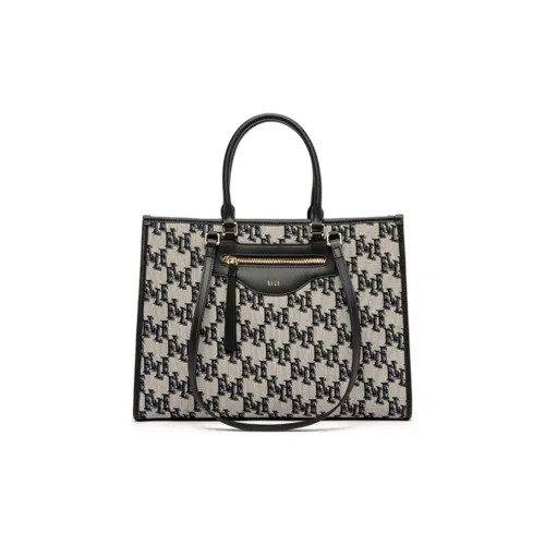 ELLE Ткань Тоут Сумка MULTI Отделение Модный Сумка на одно плечо Большая Женская Черная