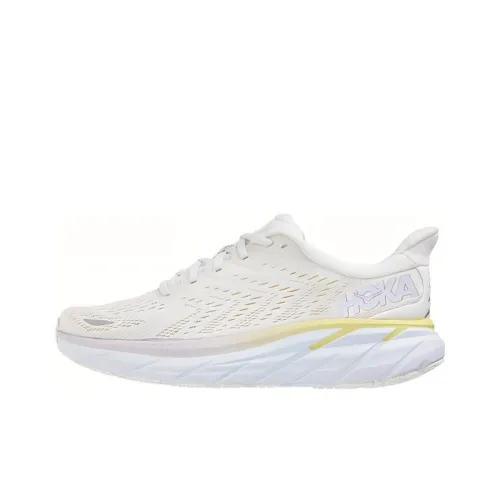 HOKA ONE ONE Clifton 8 Slip-resistant Abrasion-resistant Breathable Low-top Running Shoes Women's White Yellow HOKA ONE ONE Clifton 8 Противоскользящие Износостойкие Дышащие Низкие Кроссовки для Бега Женские Белые Желтые