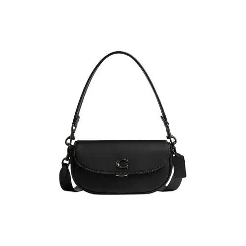 COACH EMMY Коровья кожа Седло Сумка Сумка через плечо Сумка через плечо Средняя Женская Черная
