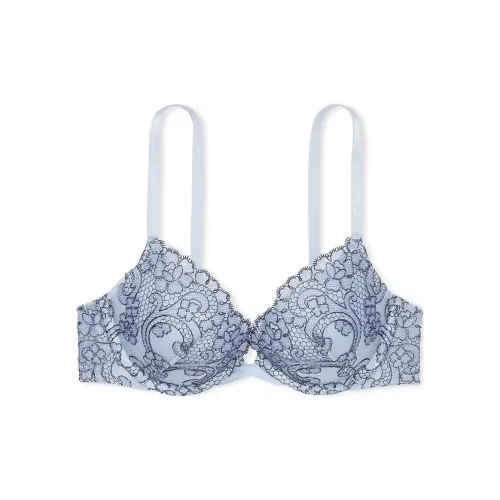 Victoria's Secret DREAM ANGELS Collection 8749 Контуринг Boho Floral Embroidery PUSH Up Bra Women's Denim Blue