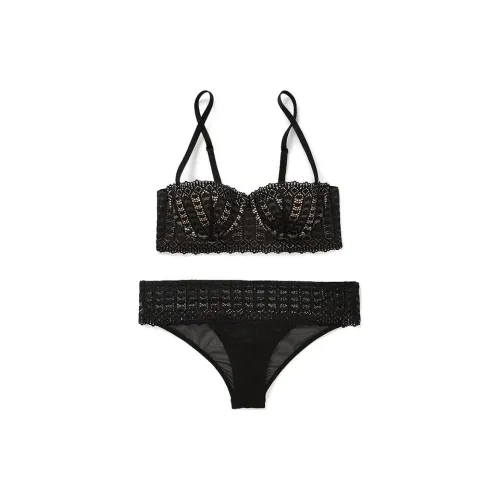 Victoria's Secret Розовый комплект бюстгальтера и трусов Nymphadora BalconetteBra и PantySet в Глубокий черный комплект нижнего белья для женщин Raven