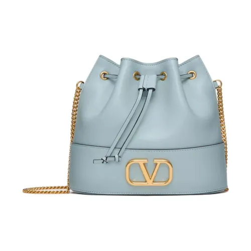 Valentino Напп Кожа Ведрообразная Сумка через плечо Женская Селадон Синий