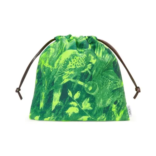 LOEWE Холст Телячья кожа Холст Клатч Маленький Женский Лаймово-зеленый и Синий