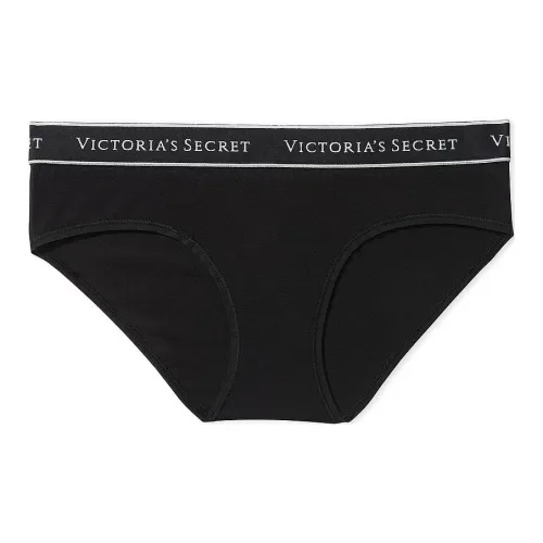 Victoria's Secret 24 Big Show Коллекция Логотип Хлопок Бедра Обхват Hugger Panty Черное Нижнее белье Женское Черное