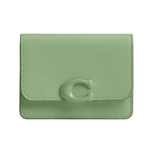 COACH Bandit Телячья кожа Кошелек Картхолдер Мини Женский Серебряный Свет Фисташковый