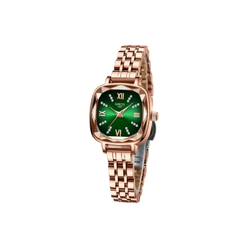 NIBOSI 1985 Кварцевый механизм нержавеющая сталь ремешок женские часы зеленый циферблат модель Ni2535