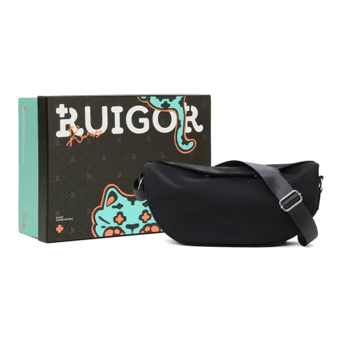 RUIGOR Ткань Бананка Рюкзак Сумка через плечо Сумка Sling Средний Унисекс Черный