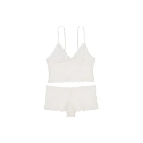 Victoria's Secret Розовый Victoria's Secret Кружевной комплект топа и шорт Белый комплект нижнего белья Женское Белое