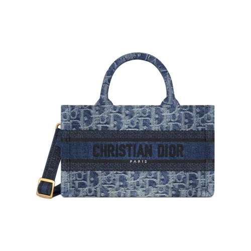 DIOR BookTote OBLIQUE Жаккардовая ткань Тоут Сумка Сумка для покупок Сумка через плечо Сумка Мини Женская Синяя