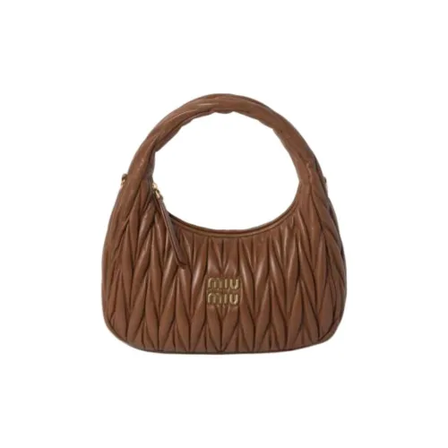MIU MIU Wander series Овечья шкура Сумка-хобо Сумка через плечо Сумка Женская Коньячный бренди
