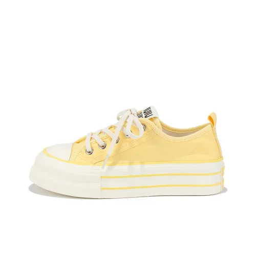 Yobn Low-Top Canvas Shoes Yellow Women's