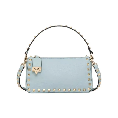 Valentino Rockstud Крупнозернистая текстура Телячья кожа Портативная Сумка через плечо Сумка на плечо Маленькая Женская Цвет Селадон