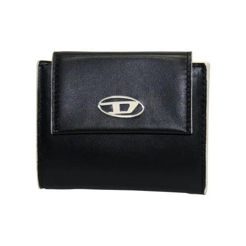 DIESEL Кожа Держатель для карт кошелек Маленький Унисекс Черный