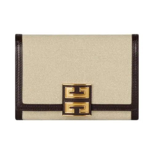 GIVENCHY Хлопок Canvas с кожей буйвола Кошелек Женские Army Бежевый