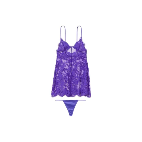 Victoria's Secret Сексуальный KI Цветочный Вышитый Кружевной Сексуальный Ночной Платье Пижамный Комплект Женские Фиолетовый