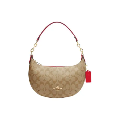 COACH Payton ПВХ Полумесяц Сумка Плечевая Сумка Сумка через плечо Женская Светлый хаки