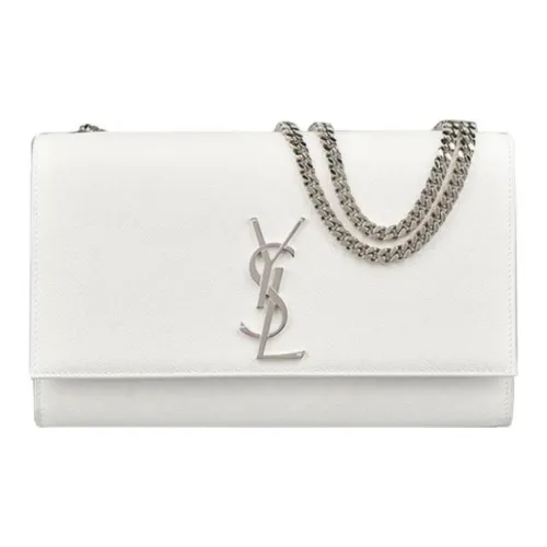 SAINT LAURENT Kate с рельефной тиснёной кожей сумка через плечо среднего размера женская белая