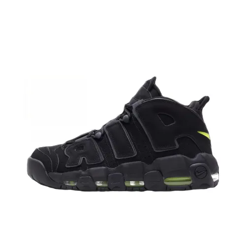 Nike Air More Uptempo Устойчивый к истиранию MID Топ Винтажные баскетбольные кроссовки Мужской Черный Зеленый